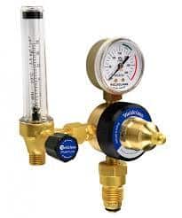 Separate flow meter attached to regulator